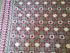 Loomskill Inc Fabric @2 Yards Floral Flowers Pink Purple Mod Vtg Groovy Squares