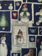Snow Ice Cream Recipe Snowman Dianna Marcum Marcus Bros BTHY Blue Cotton Fabric