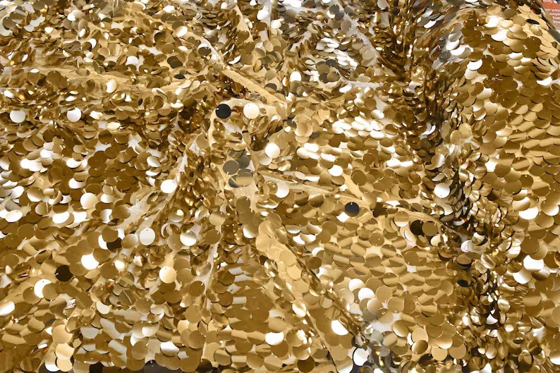 Gold 18MM Paillette Sequins Trim Fabric Oversized Round Costumes Dancewear