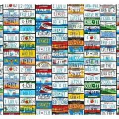 License Plates Novelty Sewing Fabric Cotton One-Yard Precut Multi-color Craft