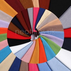 Ribbed Knit Fabric Jersey Stretch Material Plain and Rib Pattern to Mix & Match