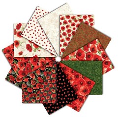 Timeless Treasures Poppy Passion Pre-Cut Fat Quarter Bundle Cotton Fabric