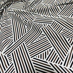 18″ long / LonBlack & White Lines Distorted Fabric Stretch Spandex for Swimwear