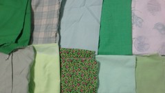 5 lb 0 oz Box of Assorted Fabric Scraps – Assort Greens, some Tie-Dyed FSBTB141