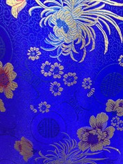 Kate ROYAL BLUE Floral Brocade Chinese Satin Fabric by the Yard – 10037