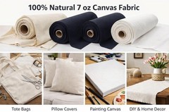 60″ Wide Cotton Duck Canvas – 7oz Versatile Fabric for Crafting, 1 Yard