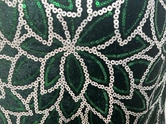 1.75 Yard Green Silver Sequins Embroidered Lace fabric 50” Width