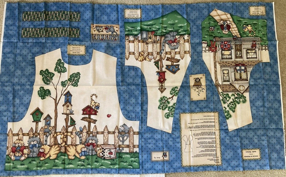 36″ Long x 60″, Vintage, Colorful Cat-Theme Vest Panel, SSI/Kathi Walters, N6436