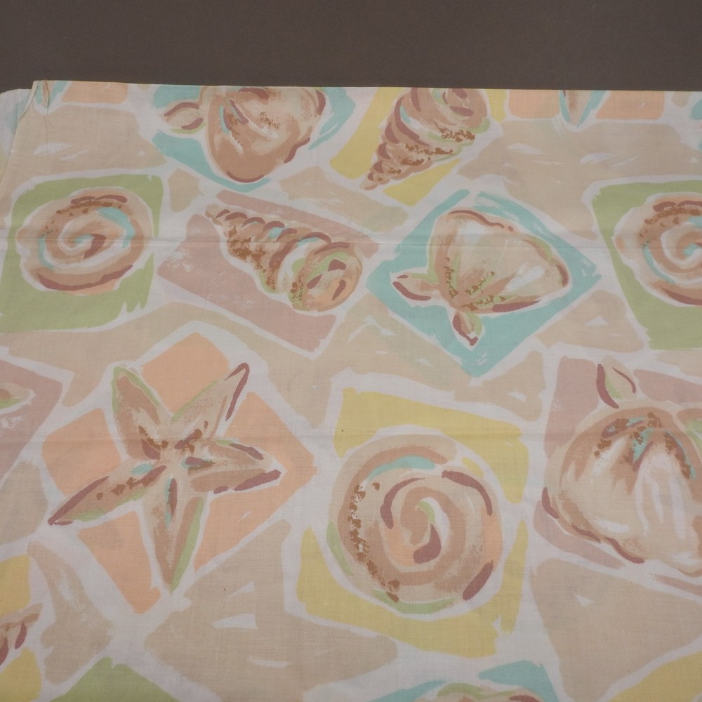 Jenny Faw Springs Industries Seashell Fabric 1 Yard Pastel Beach Coastal 44″ W