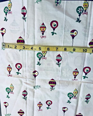 VTG `50`s Christmas Ornament Red Border Print on White 36″x17″