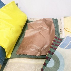 3 lbs 3 oz Lot of Fabric Small Scraps Samples Mixed pieces sizes colors textures