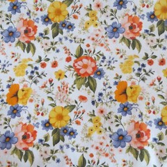 By The Yard, Pretty Floral On Beige Cotton $3.99 Ships ANY Amount Of Fabric