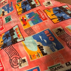 Joann Snuggle Fabric Havana Miami Travel Vacay Pink Flannel Cotton 40″x 5.75 yds