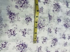 VTG Beautiful Feminine Purple Lavender Florals on White DIMITY Stripe BTFQ