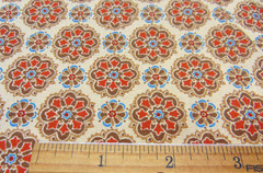 Cotton Quilt Fabric Brown/Blue/Tan Floral Print 1yd x 44″