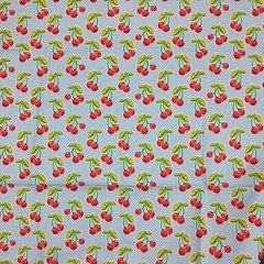 Waverly Inspirations Cherries Fabric Powder Blue Dots 2 Yards 44″ Cotton Retro