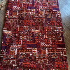 Vintage 5th Avenue Designs Fabric VAT Dye W/Dupont Zepel, Red Bohemian 48×284”