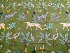 25 Yards Fabric Indian Green Animal Hand Printed Cotton Fabric Sewing Fabrics