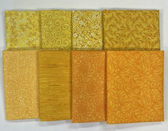 8 Yellow Gold Fat Quarters ~ Tonal Blender Cotton Quilt Fabric