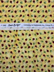 Yellow Ladybug Fabric by Dana Simson Marcus Brothers Cotton 44″ BTY