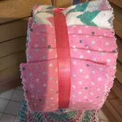 Two Cotto Flannel Pink And Light Green Jelly Rolls 2.5 X 42” 20 Strip Rolls