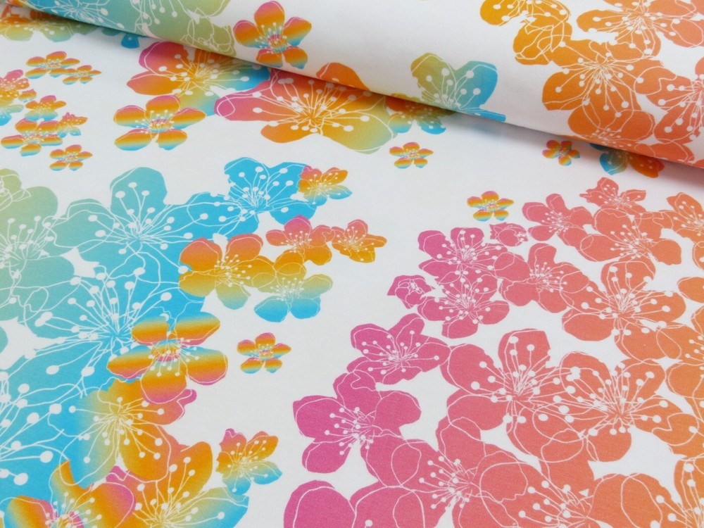 1m x 1.50m cotton jersey flower meadow sold by the metre