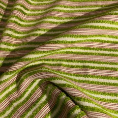 Burch Bright Green Textured Chenille Stripe Upholstery Fabric