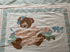 Vtg 80’s Brooke Morrison BUSY BEARS Teddy Nursery Crib Quilt Fabric Panel Twins?