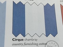 Laura Ashley Vintage Fabric: Cirque Stripe in Chambray Blue & White, 3 Remnants