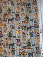 Debbie Mumm Dogs Allover for SSI BLUE STRIPE WITH DOGS COTTON FABRIC 28X42″