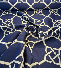 Bridle Navy Blue Geometric Jacquard Upholstery Regal Fabric By The Yard
