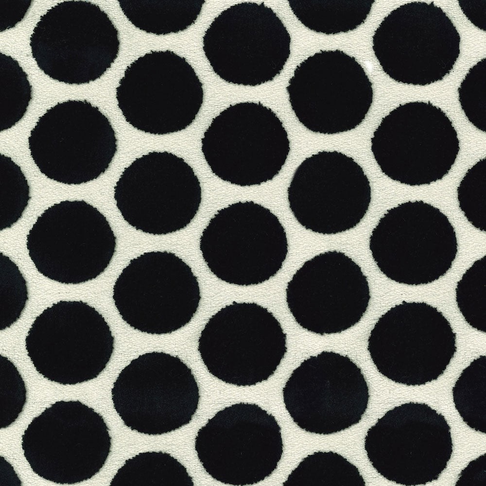 Buttons Black 1.75 inch Cut Velvet Polka Dots on White Regal Upholstery Fabric