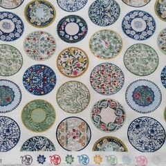 Old Fashioned Floral Plates on Ivory Japanese Cotton Shirting – NO METALLIC