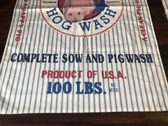 Farmhouse Primitive Pig Fabric Panels Feed Sack Hog Wash Ticking Stripe Pair