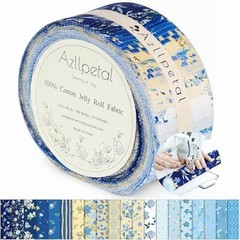 Jelly Roll Fabric,40 Pcs Blue Cotton Quilting Fabric Strips,2.5″x 45″ Pre-Cut…