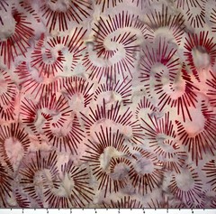 1 Yard Cut of Lunn Fabric Quills Batik 100% Cotton 3542 Garnet Red Pink Mauve