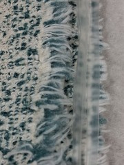 New Woven Tweed Bouclé Upholstery Fabric Teal Cream Vinyl Back 57″ x 63″