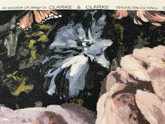Clarke & Clarke Painterly Floral Print Fabric- Floretta / Blush Charcoal 4.50 yd