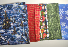 Lot of 5 Cotton Christmas Holiday Winter Prints Snowman 3+ yds total