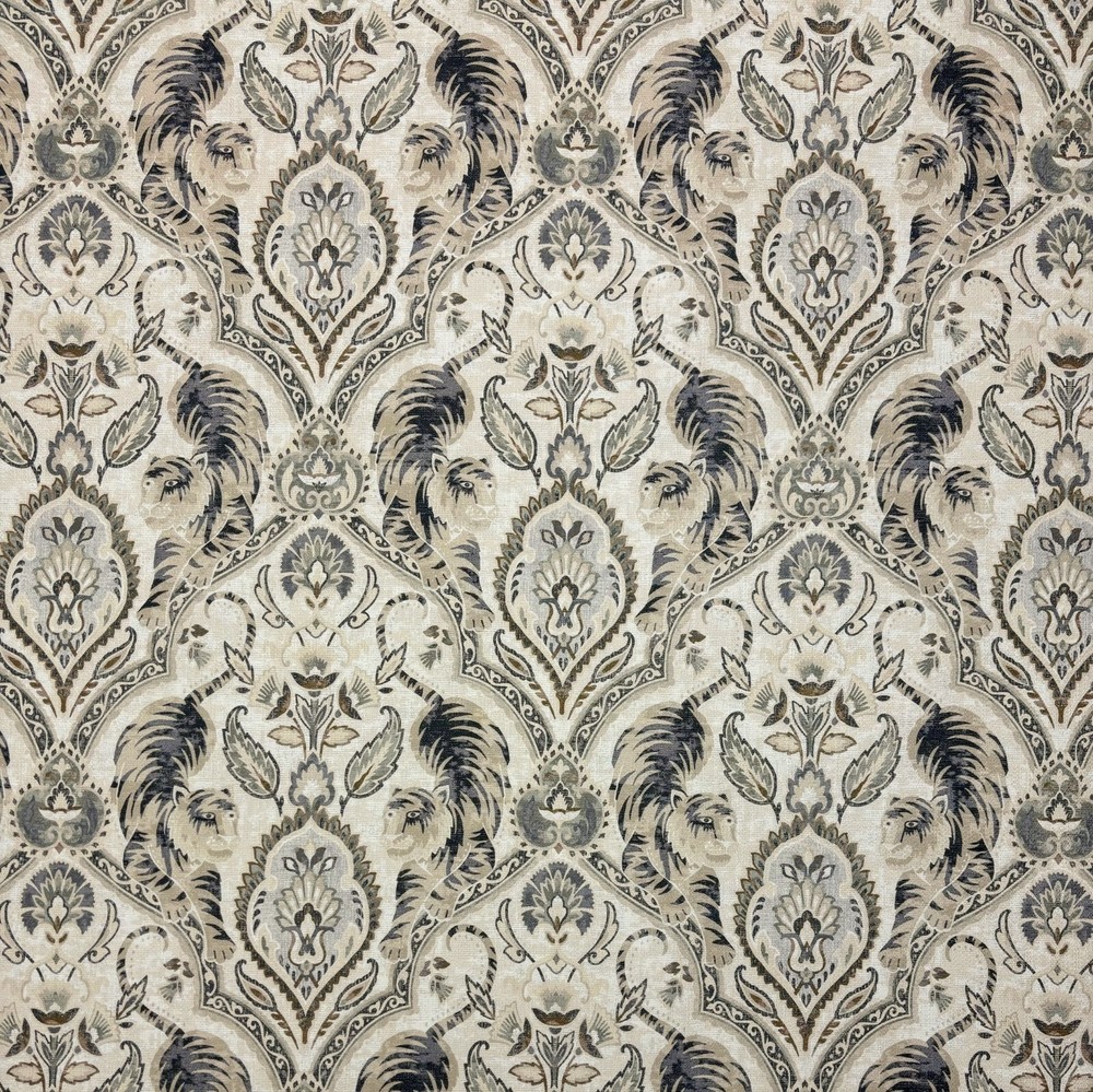 PKL STUDIO TWIN TIGER HEMP DAMASK FLORAL ANIMAL MULTIUSE FABRIC BY YARD 54″W