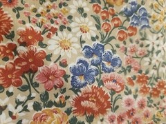 Cotton Blend Fabric, 60×44 Burnt Orange & Blue Floral
