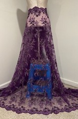 Purple Beaded Sequins Embroidery Bridal Lace Fabric 50” Width 1 Yard