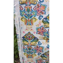 Hobby Lobby Bright Paisley Fabric Multi Color Medallion Damask 46×78 2.16 Yards