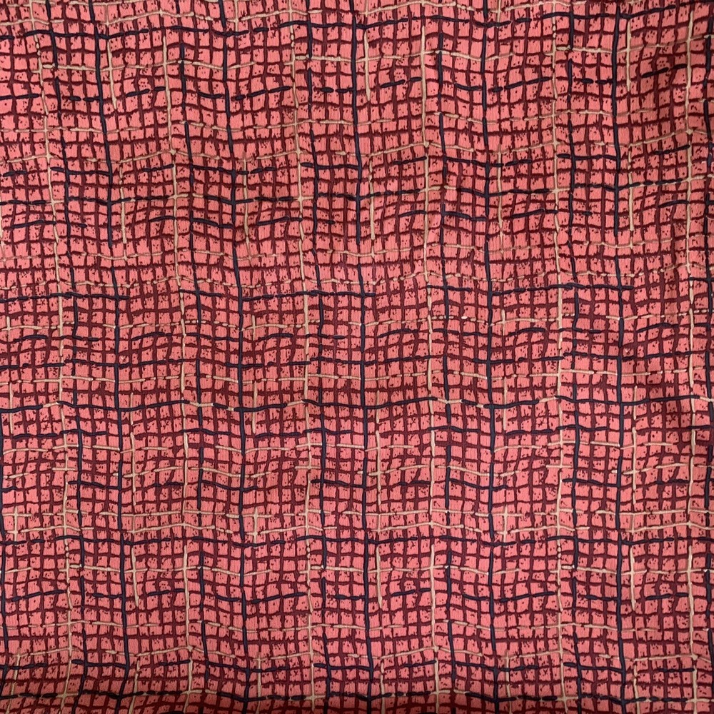 Vintage Dark Pink Tan Blue Polyester Geometric Pattern Fabric 2.5 Yards 60”x108”