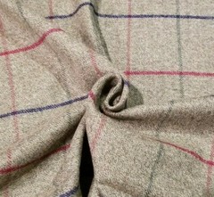 Soft! Heathered Gray with Red and Blue Windowpane Cashmere/Wool Flannel