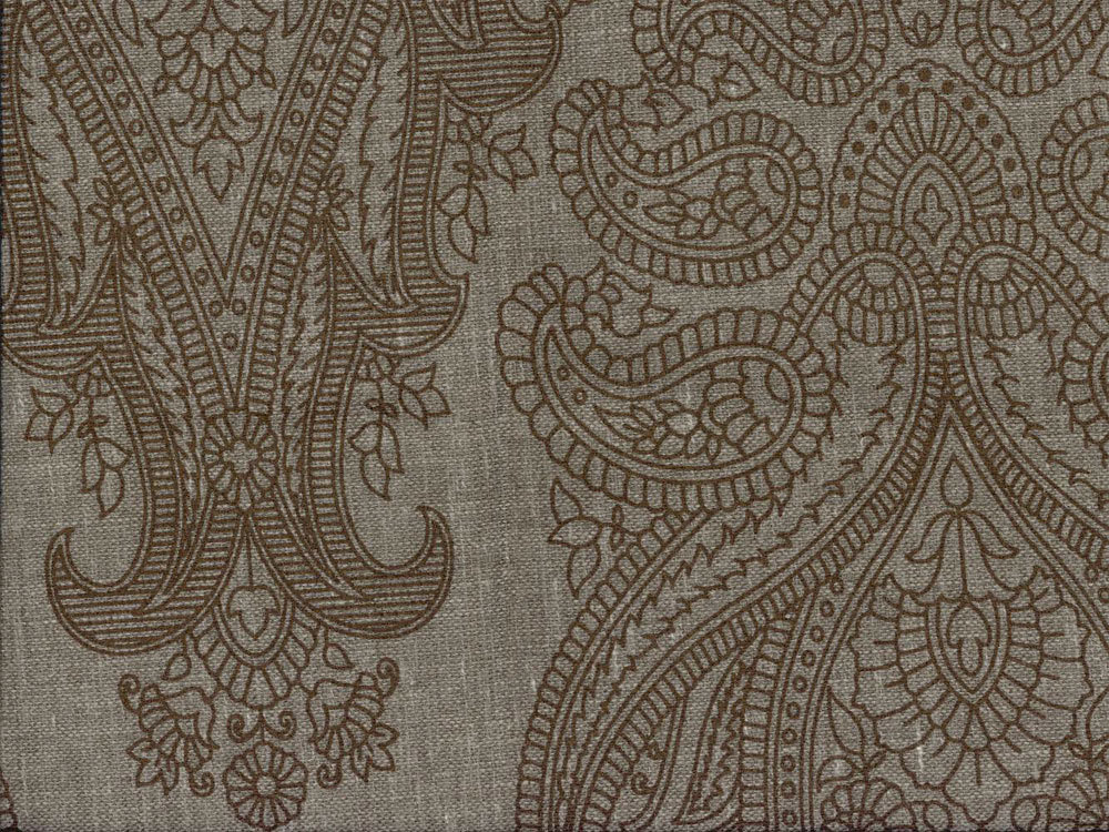 Designer Drapery Upholstery Fabric Metallic Copper on Scoured Tan Linen-Bronze