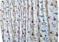 Vintage 1950’s Atomic Boomerang Bark Cloth Single Curtain Drape Panel MCM Fabric