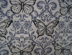 1/ 2Yard Black Butterflies with Gray Anthemion Cotton Quilting Fabric 18″ X 42″