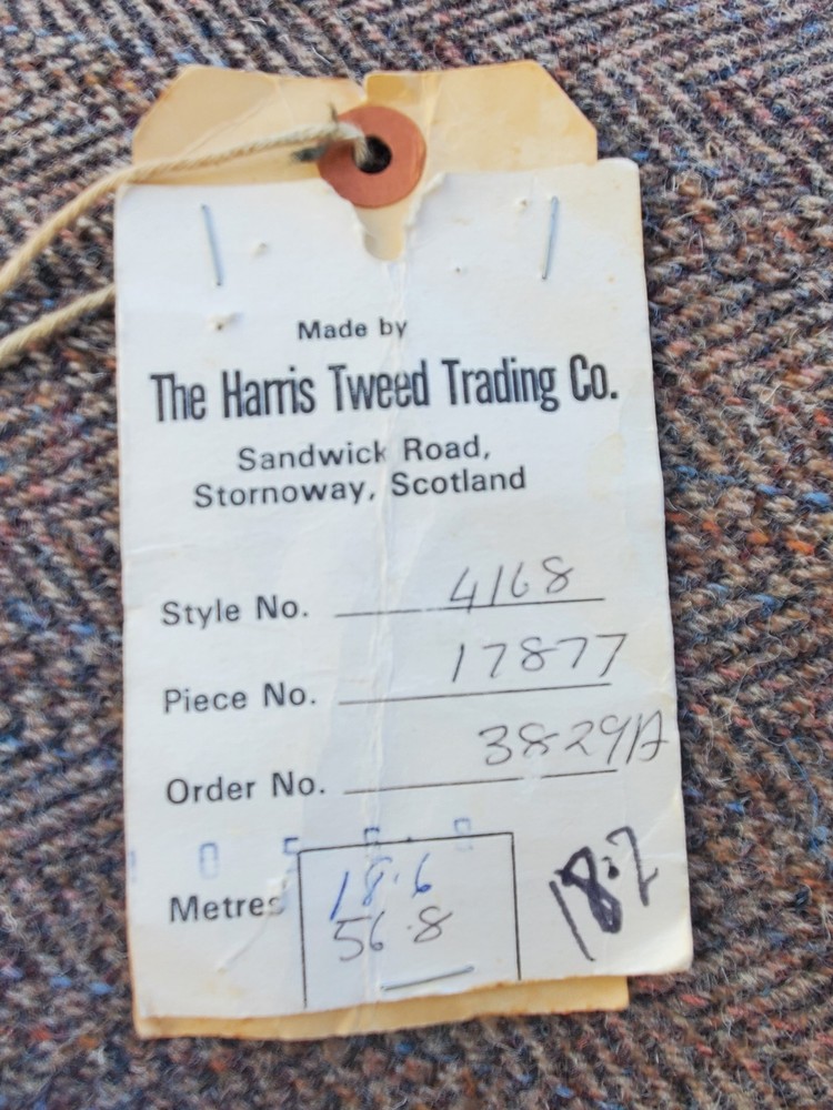 Vintage Harris Tweed Wool Fabric about 3.44 Yds Herringbone Woven In Scotland