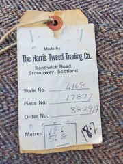 Vintage Harris Tweed Wool Fabric about 3.44 Yds Herringbone Woven In Scotland